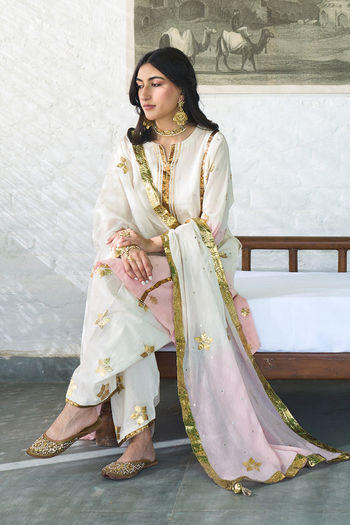 Ombre gota pink patti embroidered ombre choga set ( set of 3 )