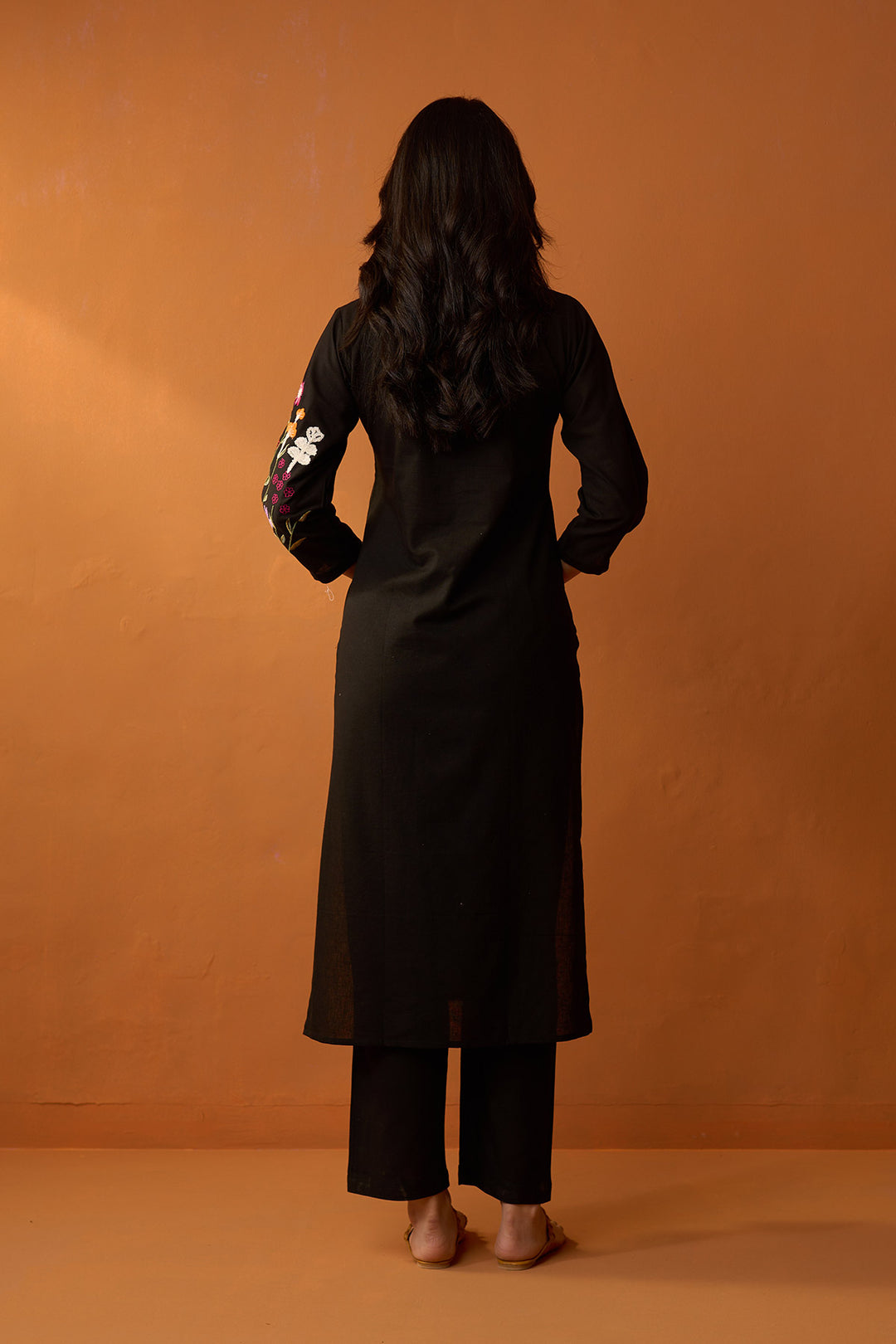 Handcrafted Chikankari Black co-ored  set