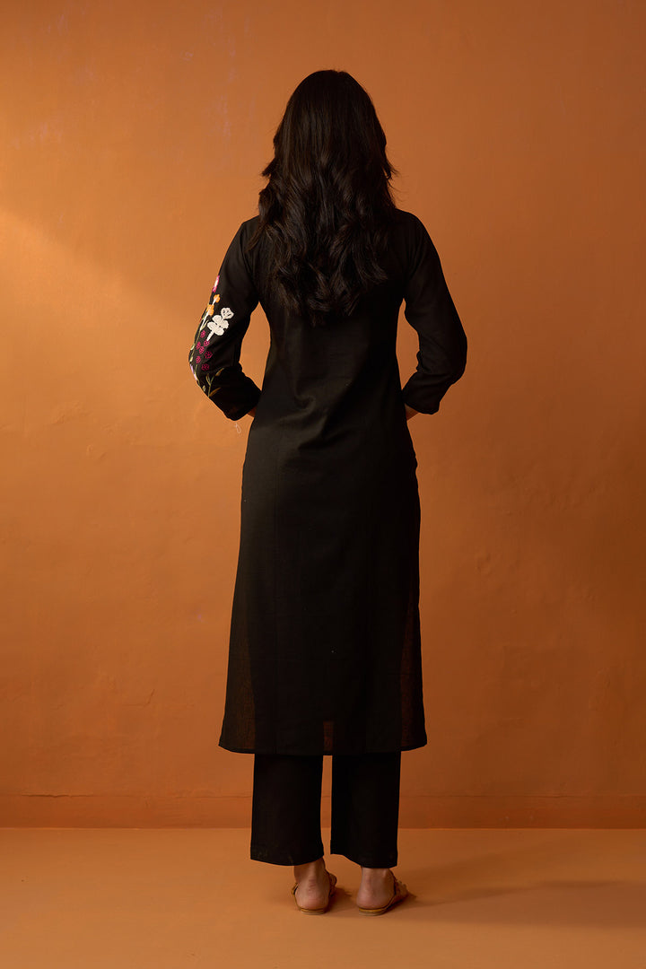 Handcrafted Chikankari Black co-ored  set