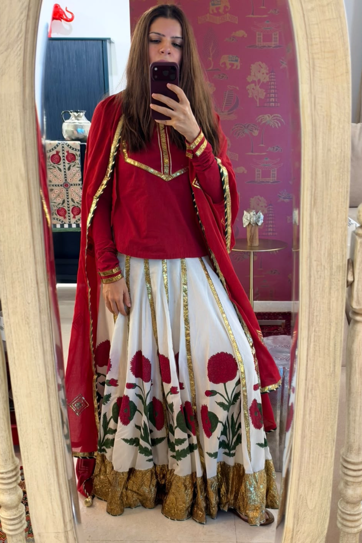 Boota haseena ghagra set with kurti (Set of 3)