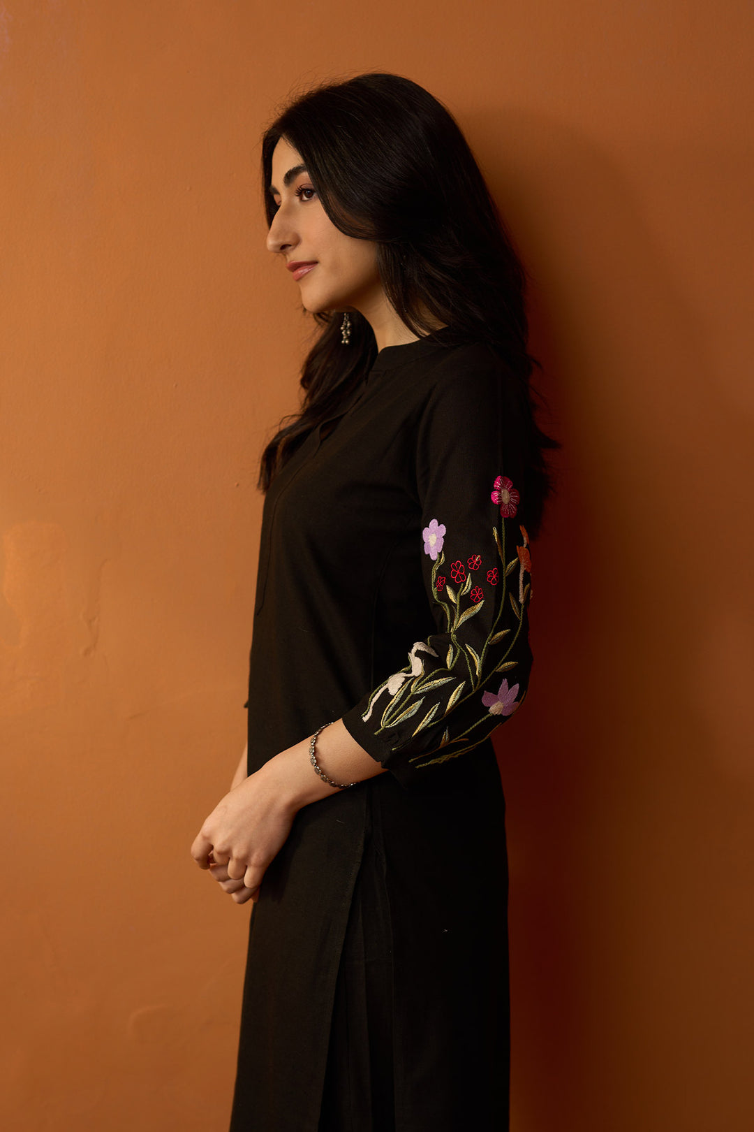 Handcrafted Chikankari Black co-ored  set