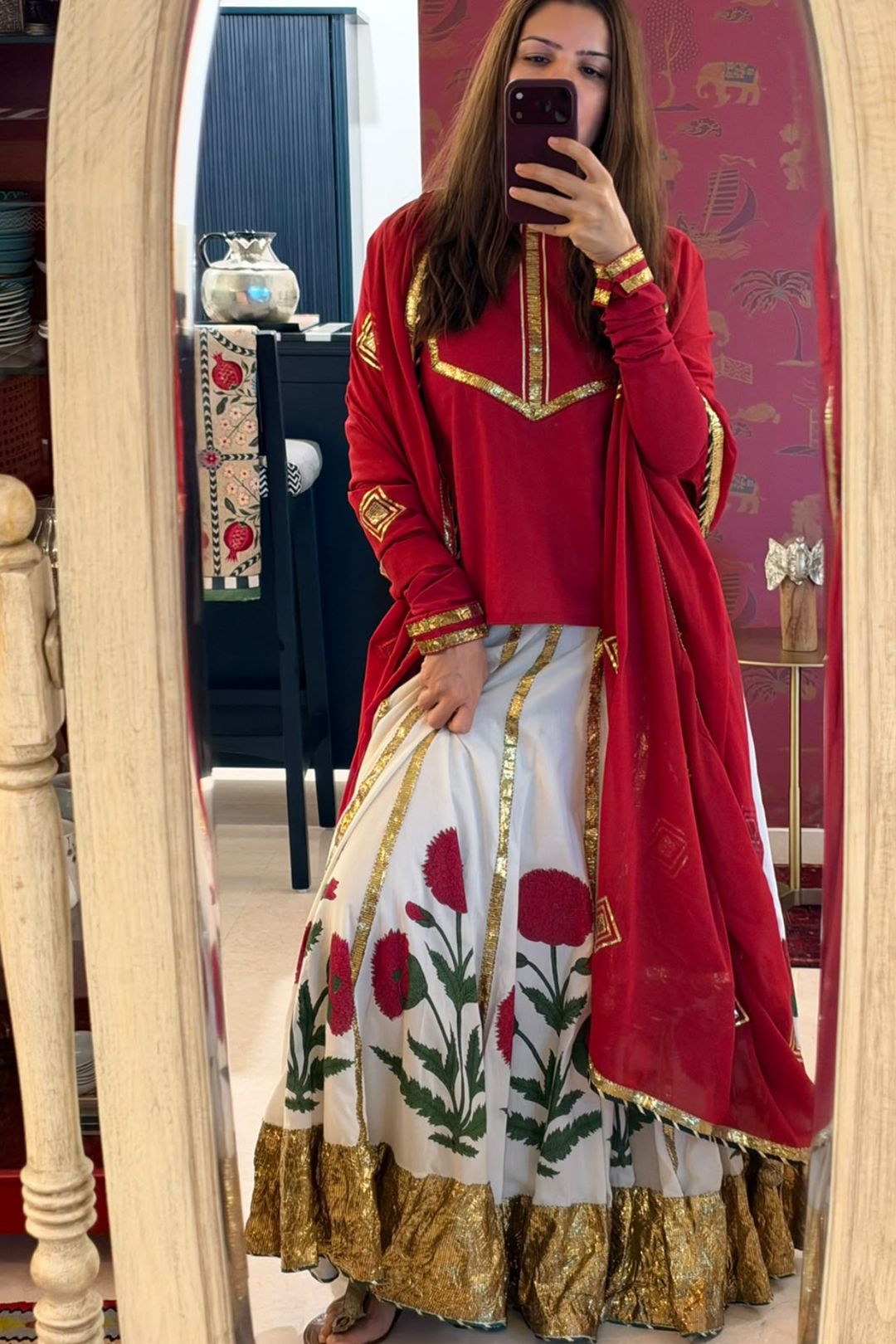 Boota haseena ghagra set with kurti (Set of 3)