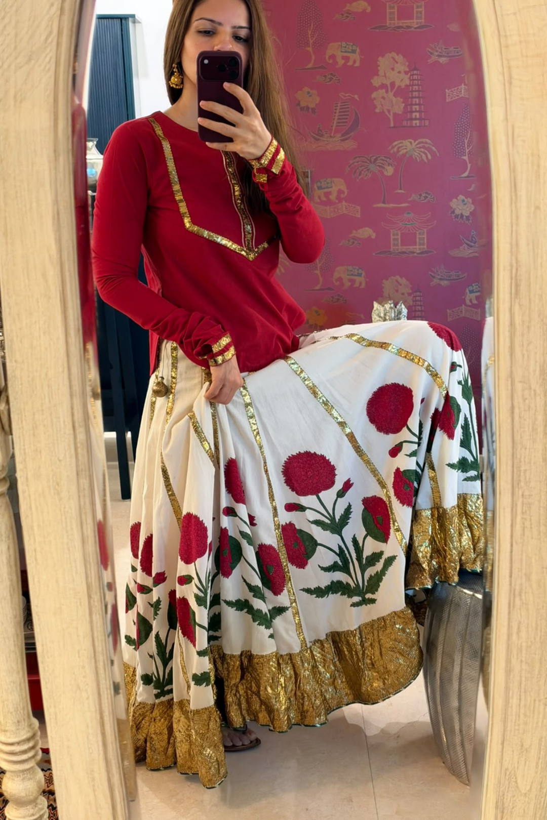Boota haseena ghagra set with kurti (Set of 3)