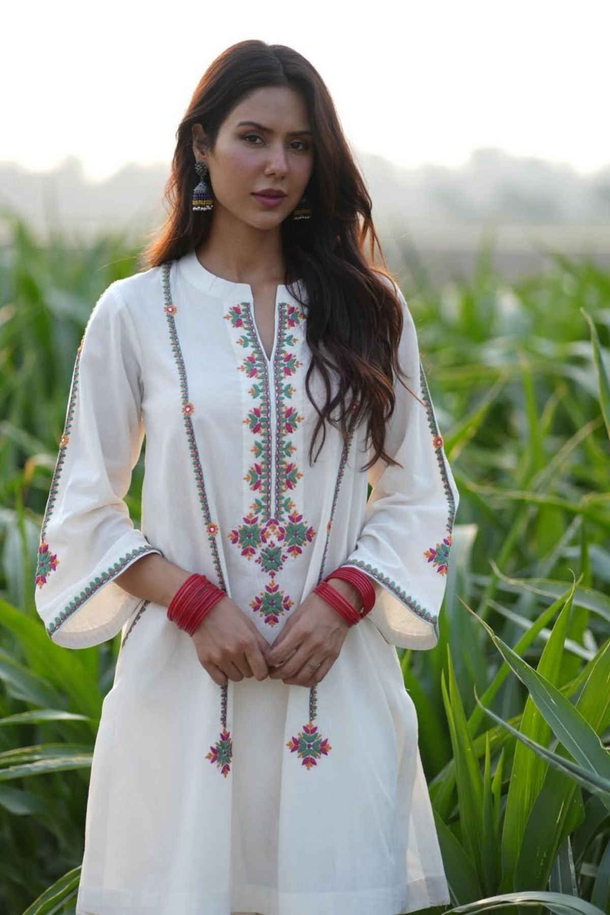 Sonam Bajwa in Chandani Chikankari Ivory Set