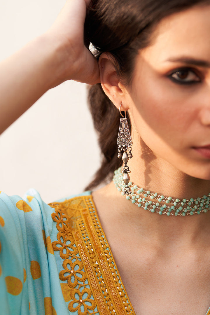 Bagh vol 2 turquoise pintuck kaftan set (set of 2)