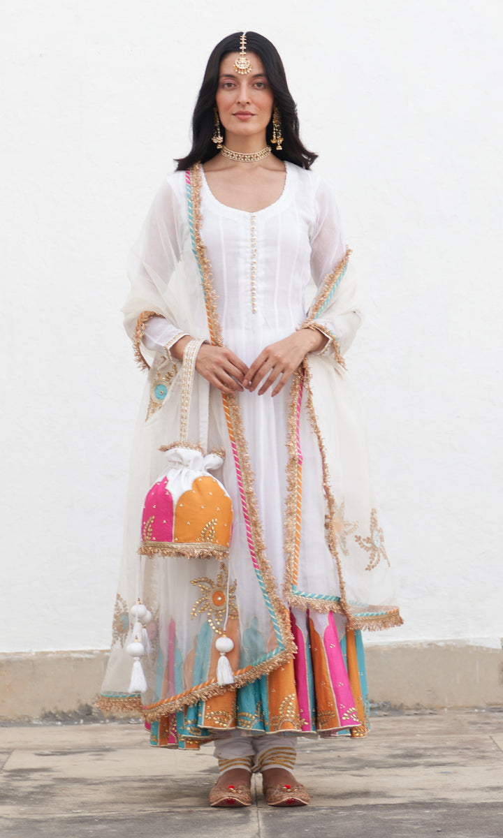 Jhilmil White Potli Bag