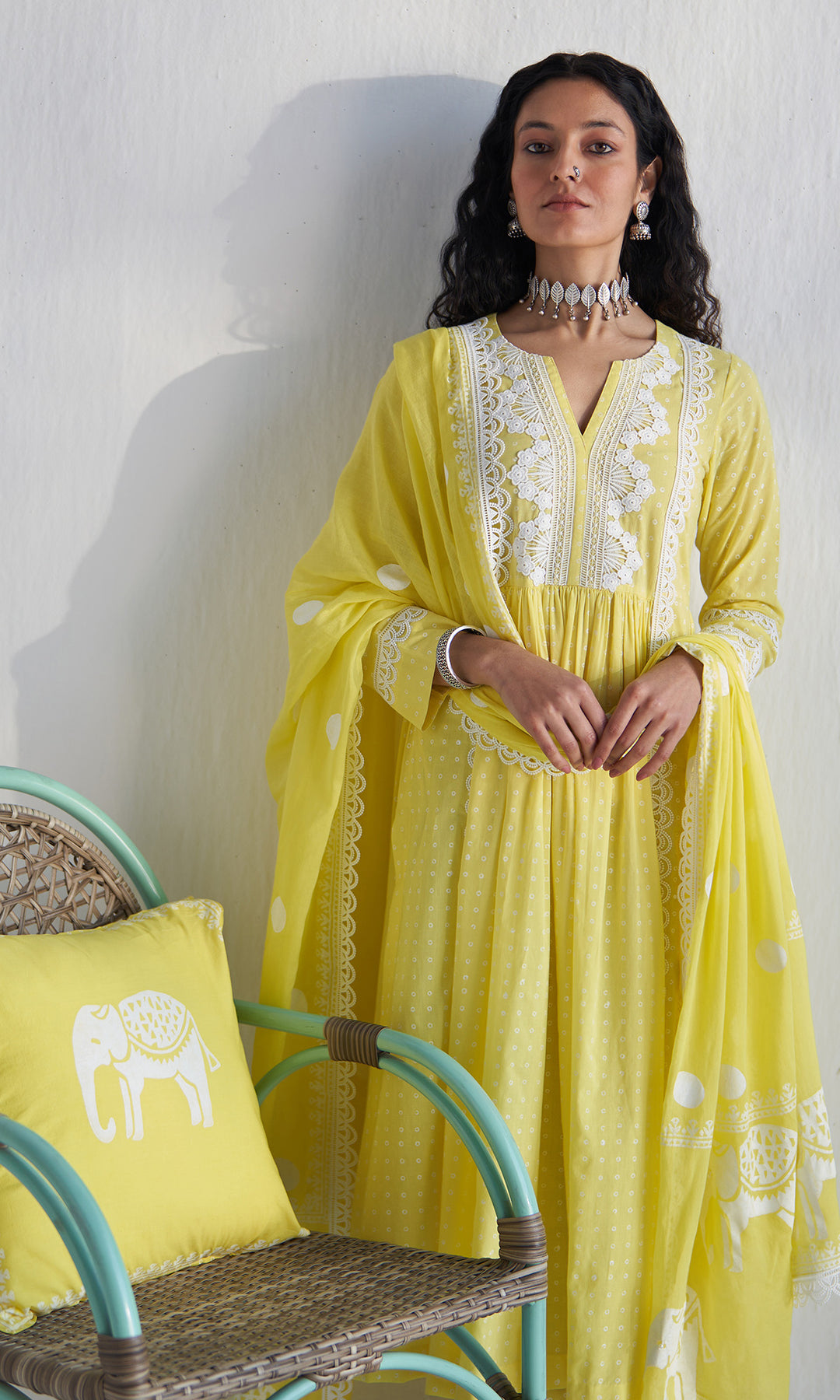 Gaj Yellow Khari Block Print Tote Bag