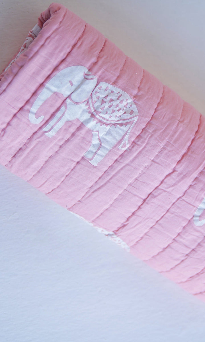 Haathi Dusty Pink Hand Block Print Quilt