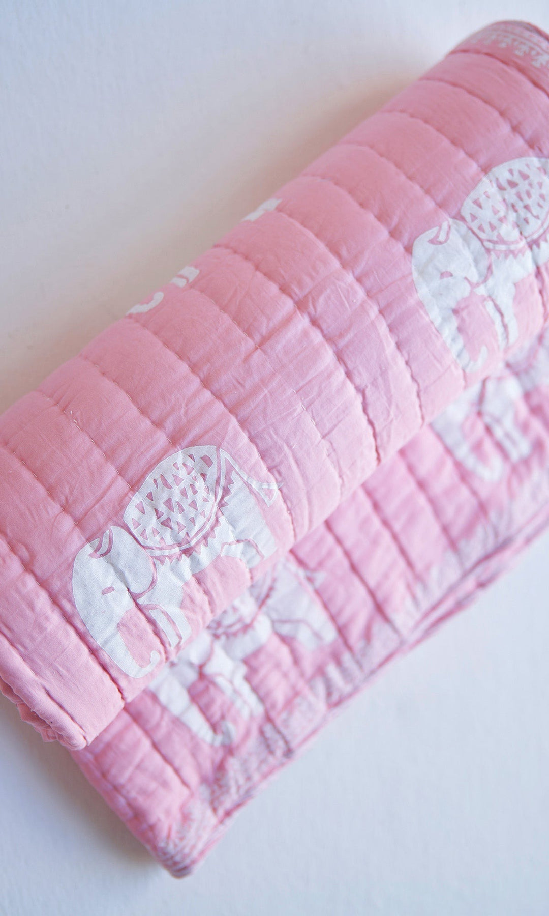 Haathi Dusty Pink Hand Block Print Quilt