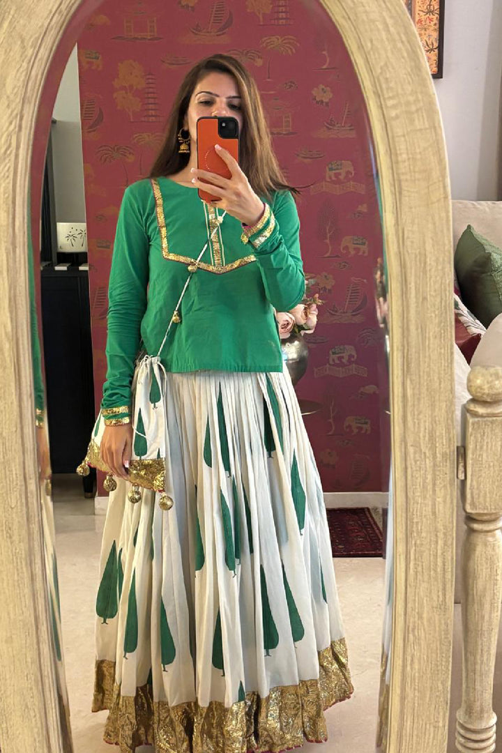 Boota chinar skirt with kurti set of 2