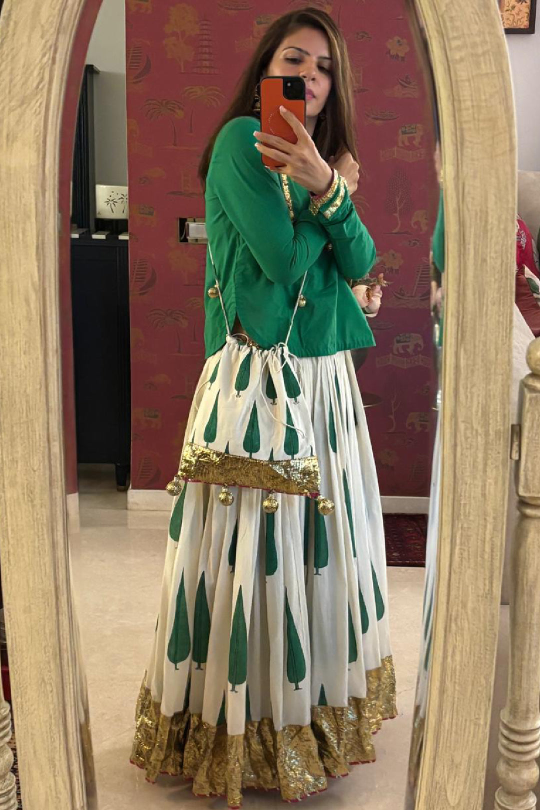 Boota chinar skirt with kurti set of 2