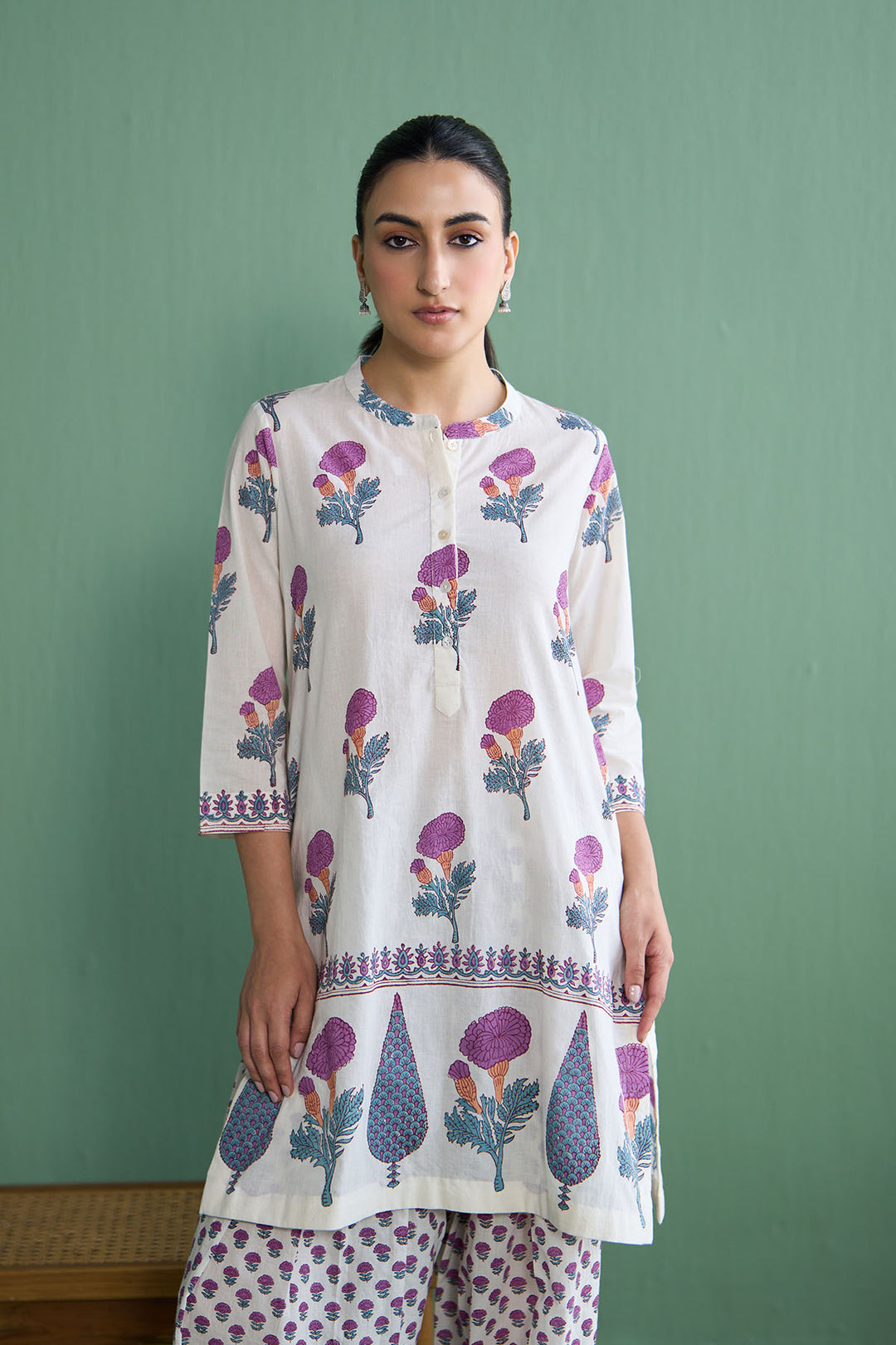 Mughal Summer Purple Kurta With Farshi Salwar Set Of 2