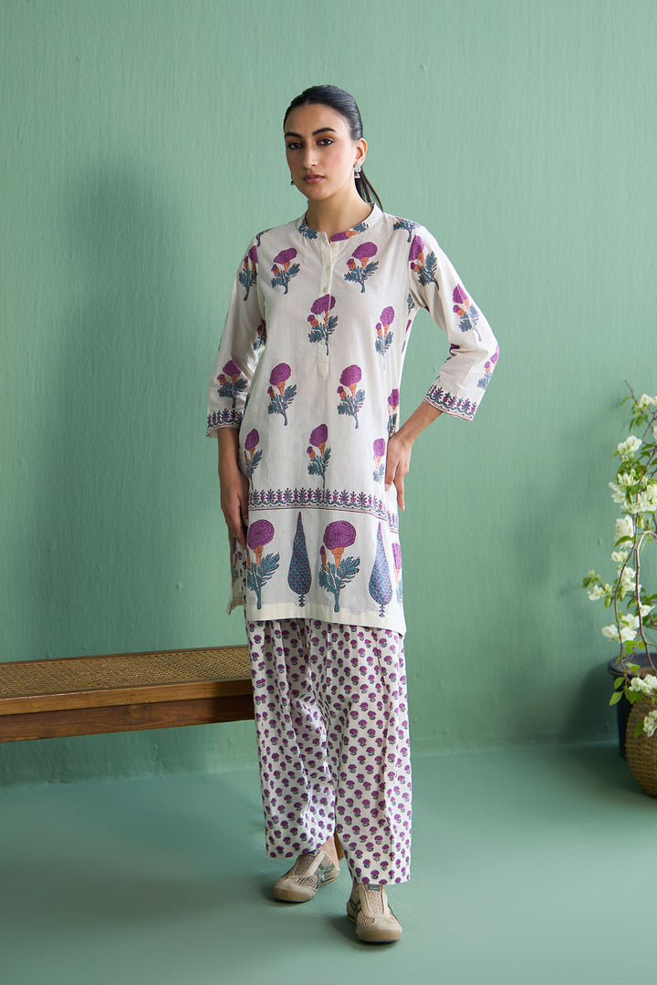 Mughal Summer Purple Kurta With Farshi Salwar Set Of 2
