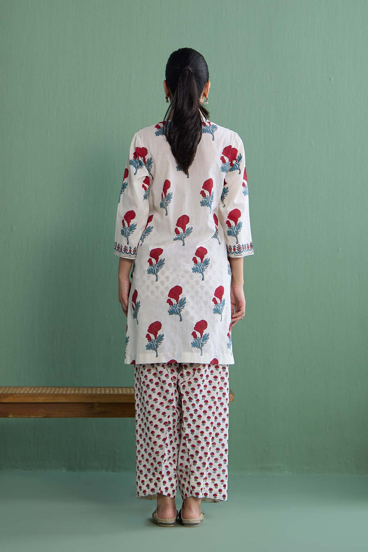 Mughal Summer Red Kurta With Farshi Salwar Set Of 2