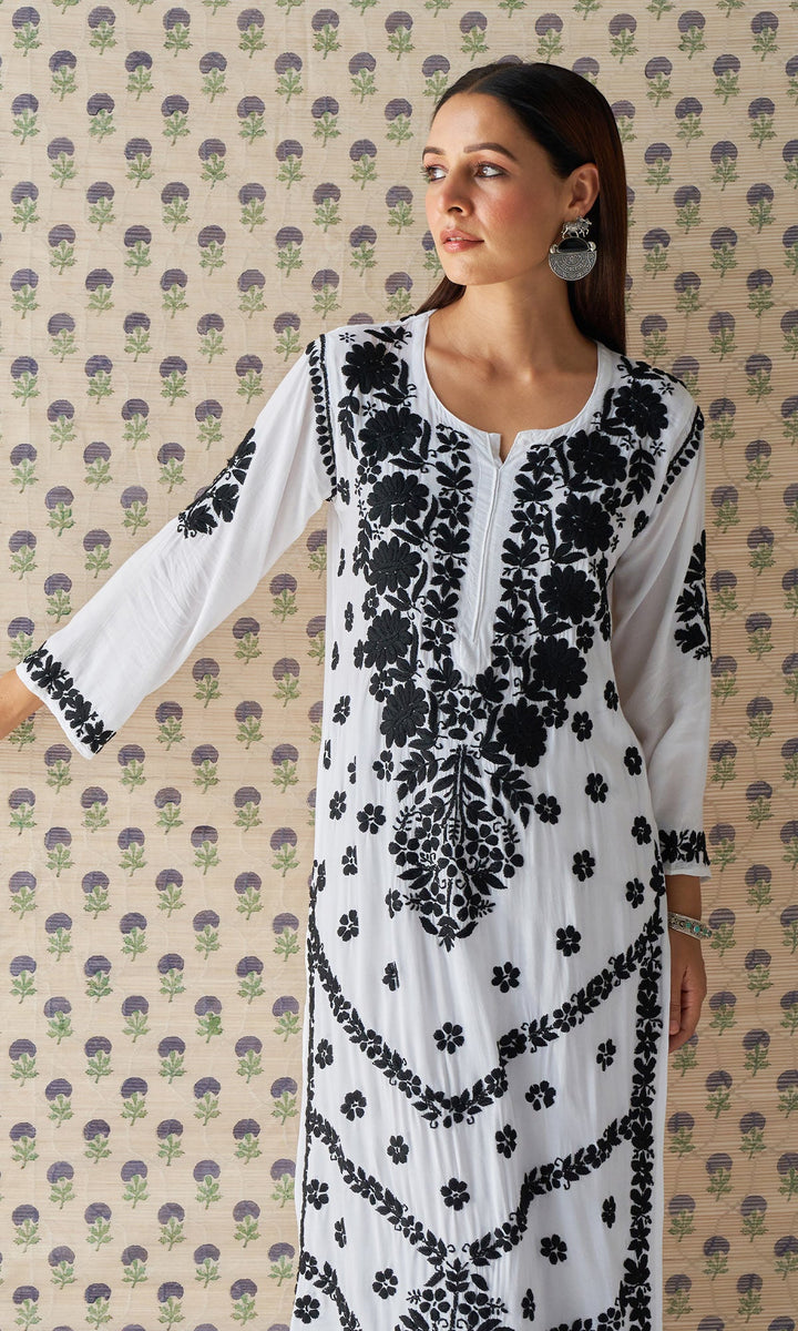 Handcrafted Chikankari White 2PC Kurta-Palazzo Set