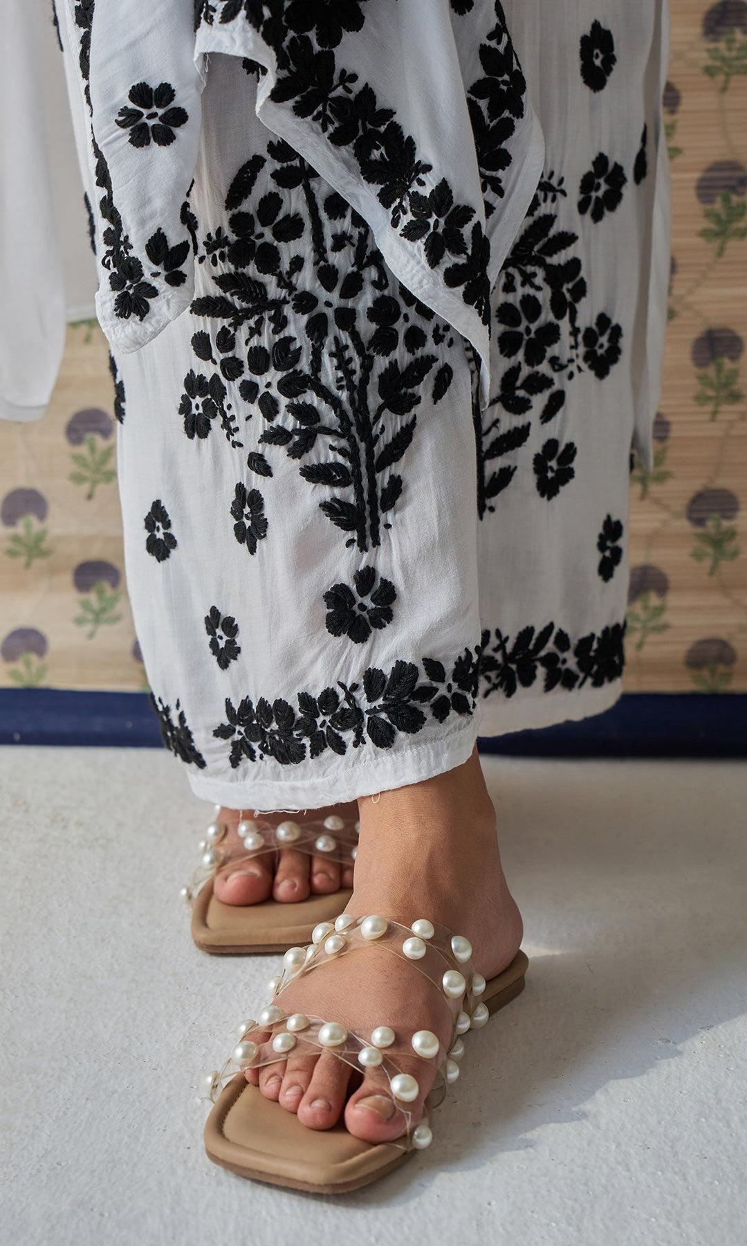 Handcrafted Chikankari White 2PC Kurta-Palazzo Set