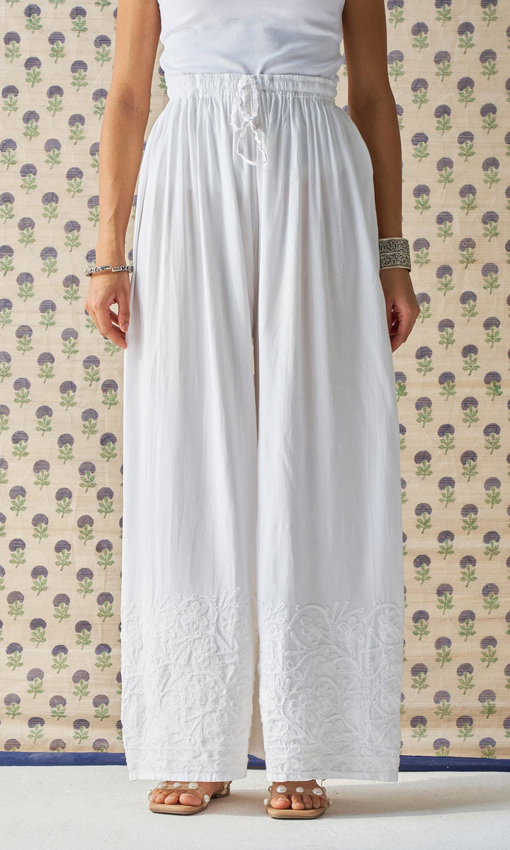 Handcrafted Chikankari White Palazzo