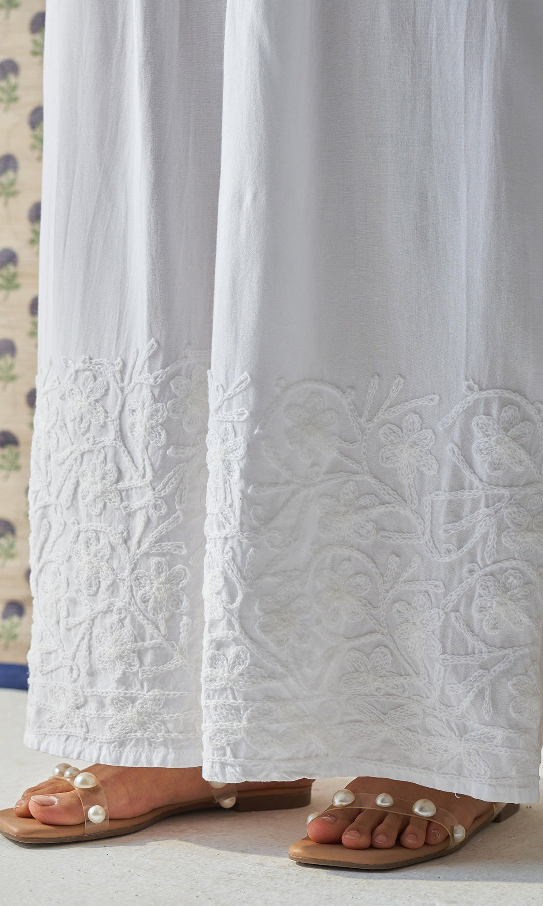 Handcrafted Chikankari White Palazzo