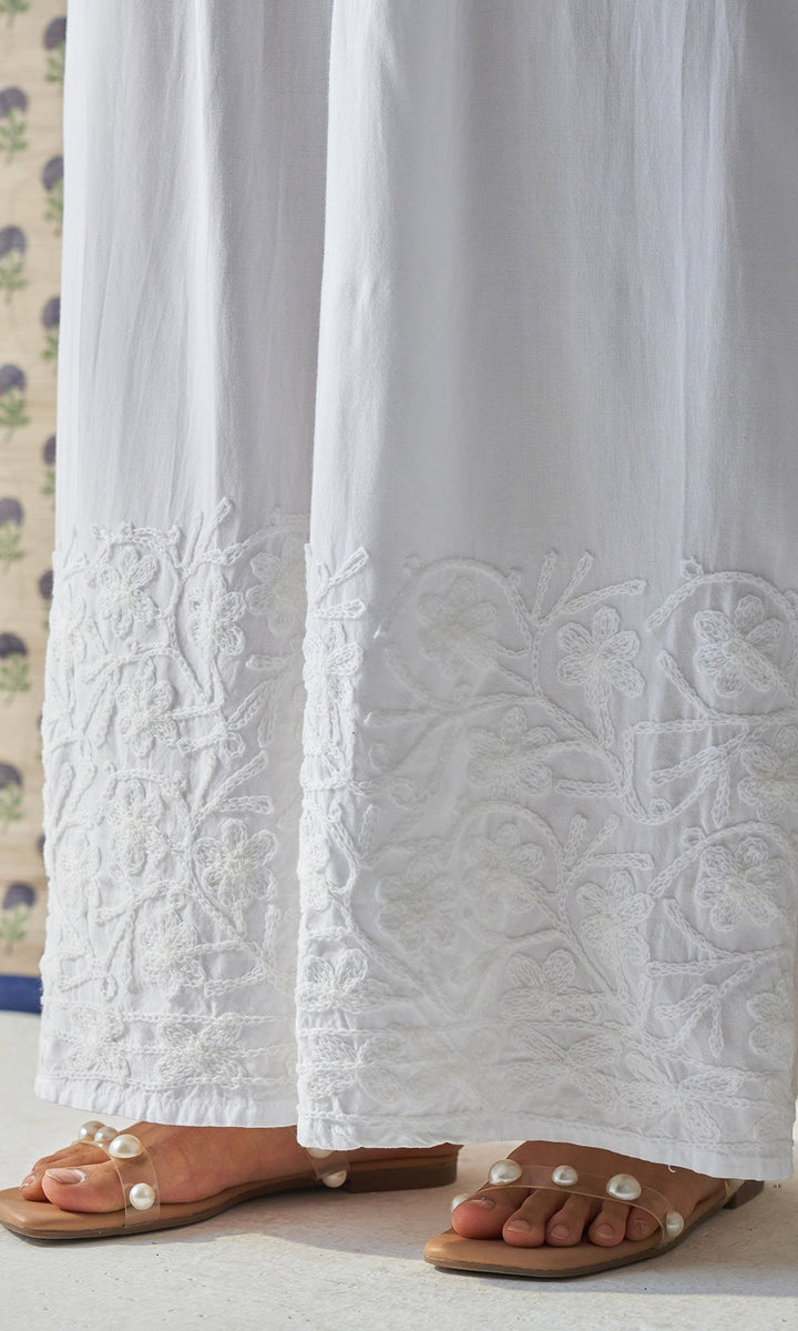 Handcrafted Chikankari White Palazzo