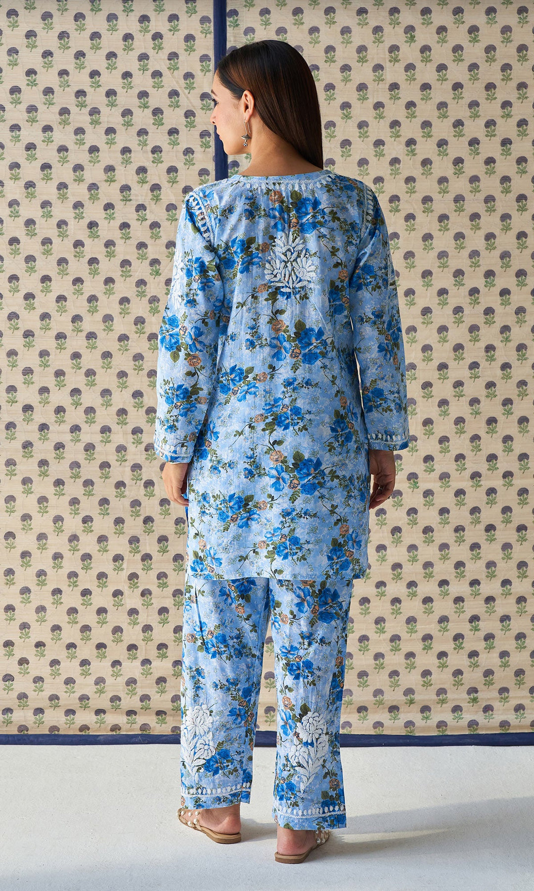 Handcrafted Chikankari Blue Co-ord Set