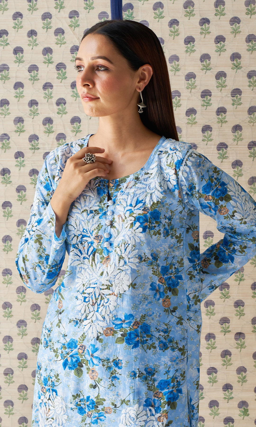 Handcrafted Chikankari Blue Co-ord Set