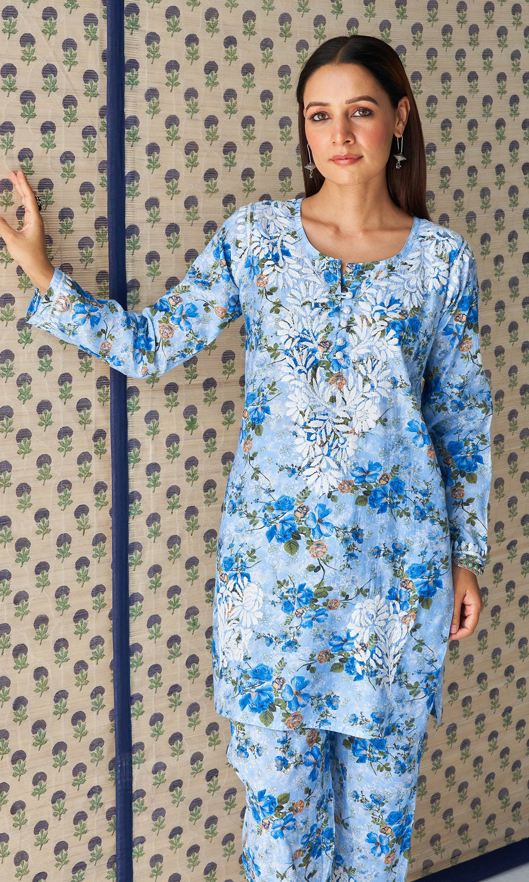 Handcrafted Chikankari Blue Co-ord Set