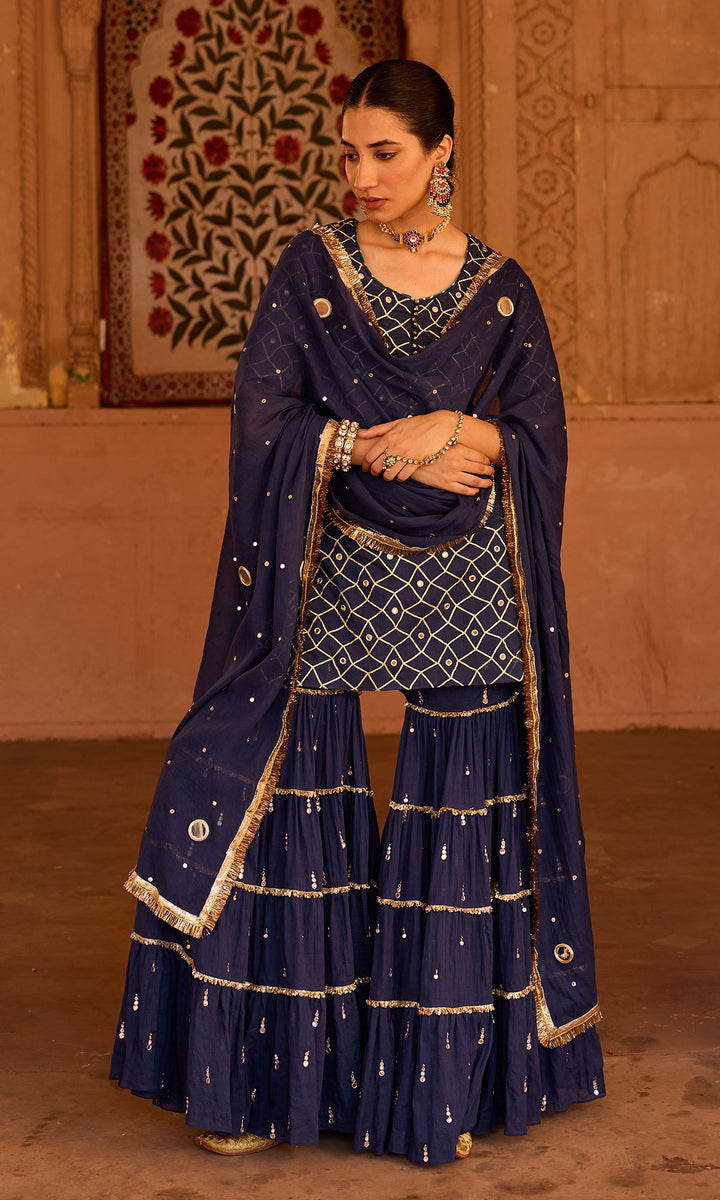 Phillauri-2 navy blue garara set (set of 3)