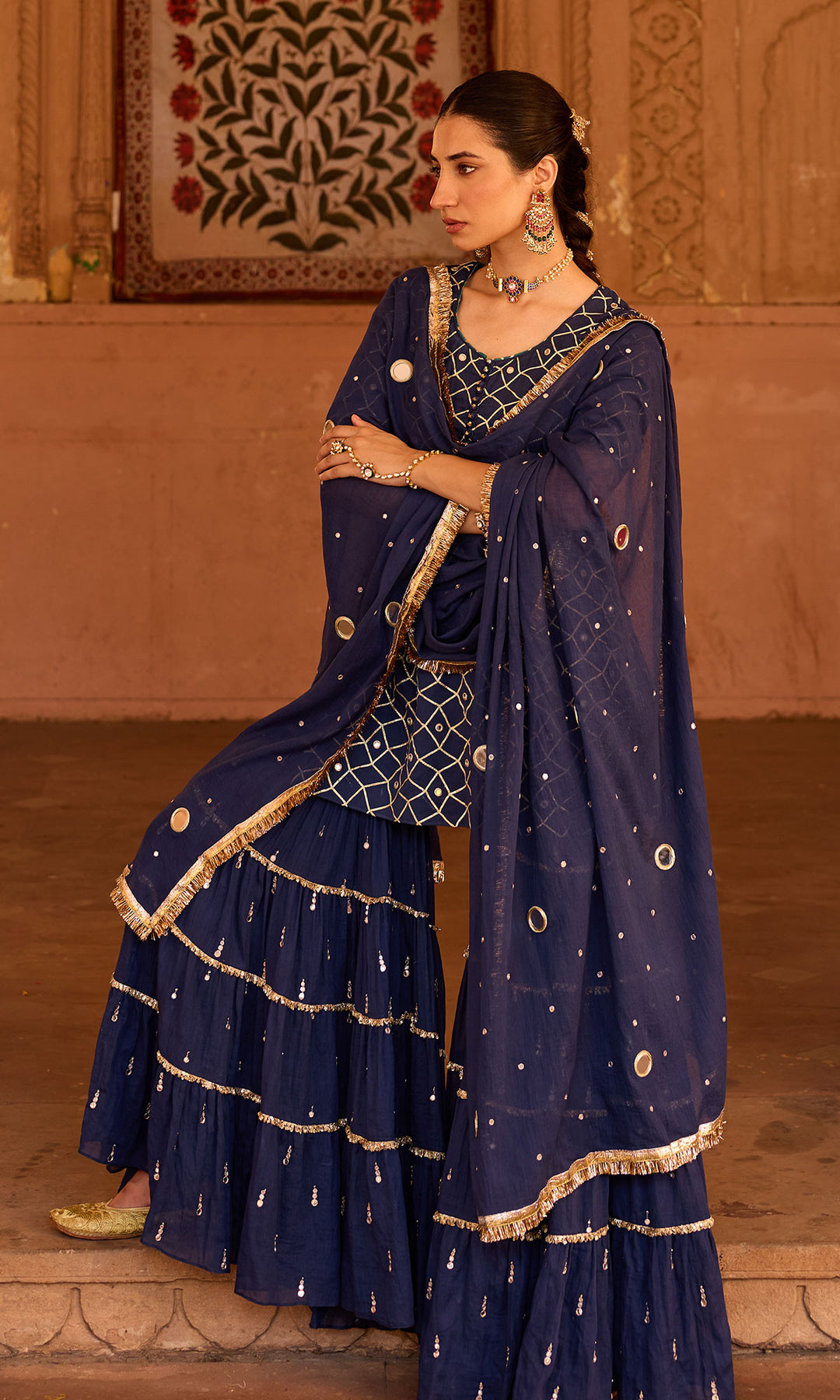 Phillauri-2 navy blue garara set (set of 3)