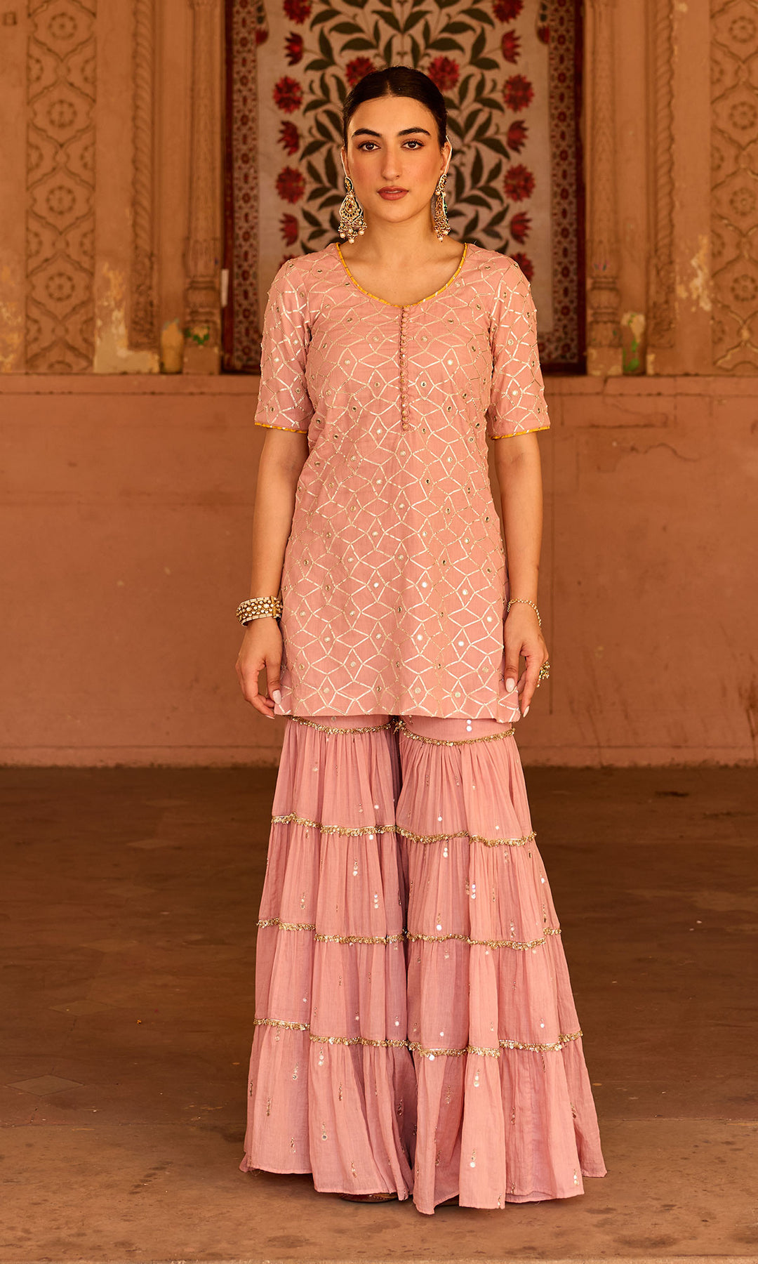 Phillauri-2 dusty pink garara set (set of 3)