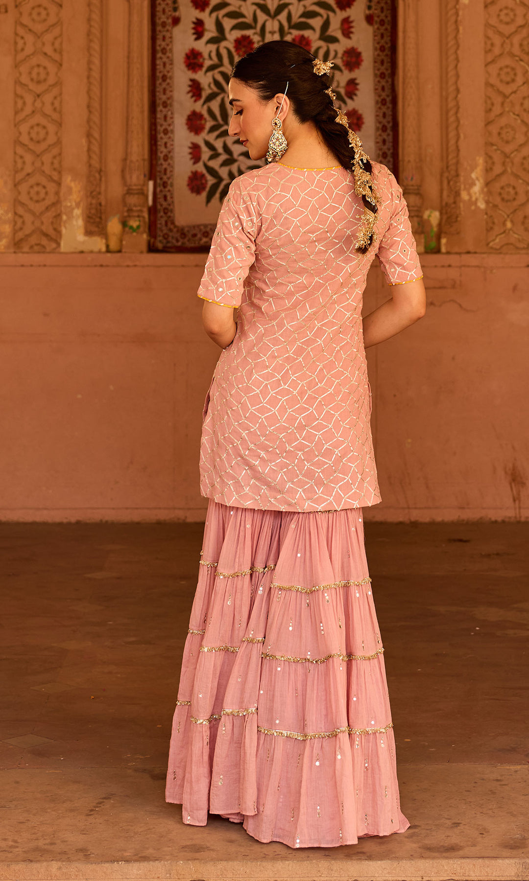 Phillauri-2 dusty pink garara set (set of 3)