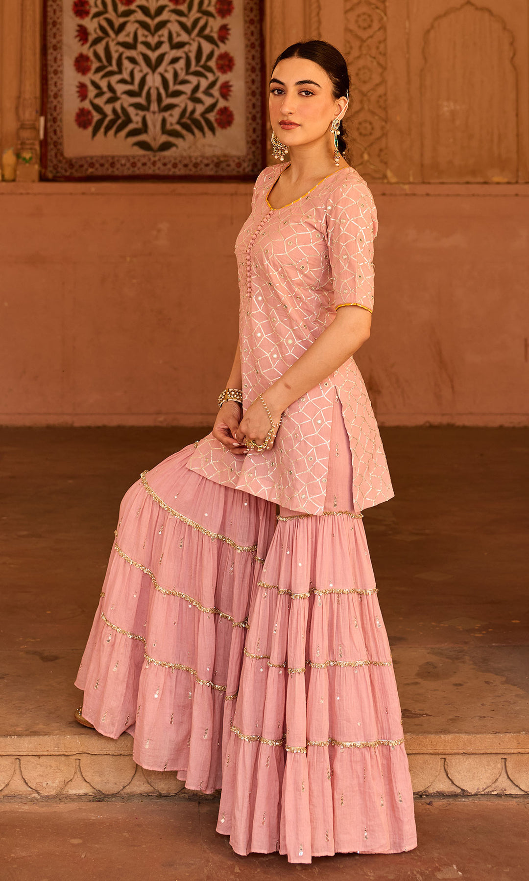 Phillauri-2 dusty pink garara set (set of 3)