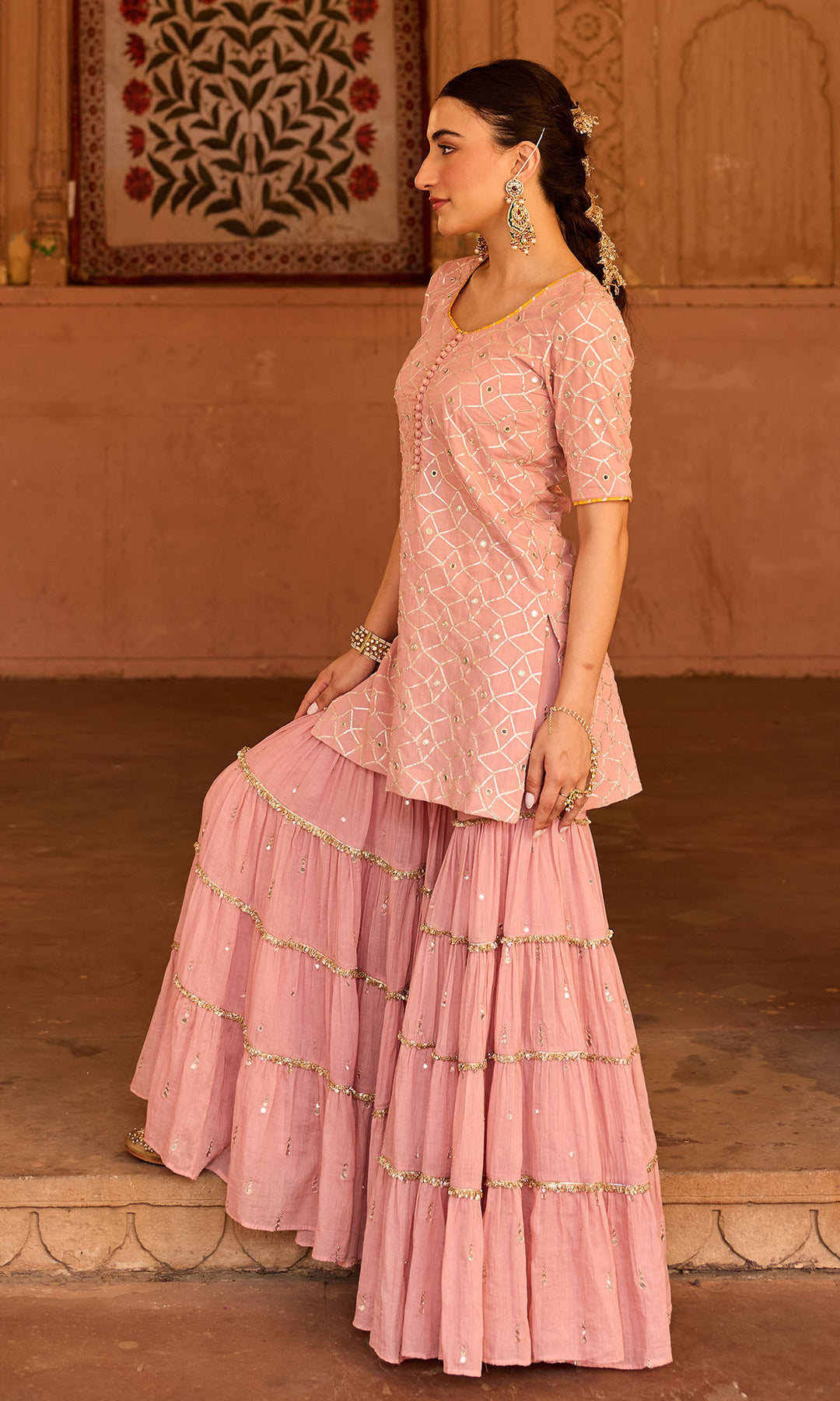 Phillauri-2 dusty pink garara set (set of 3)