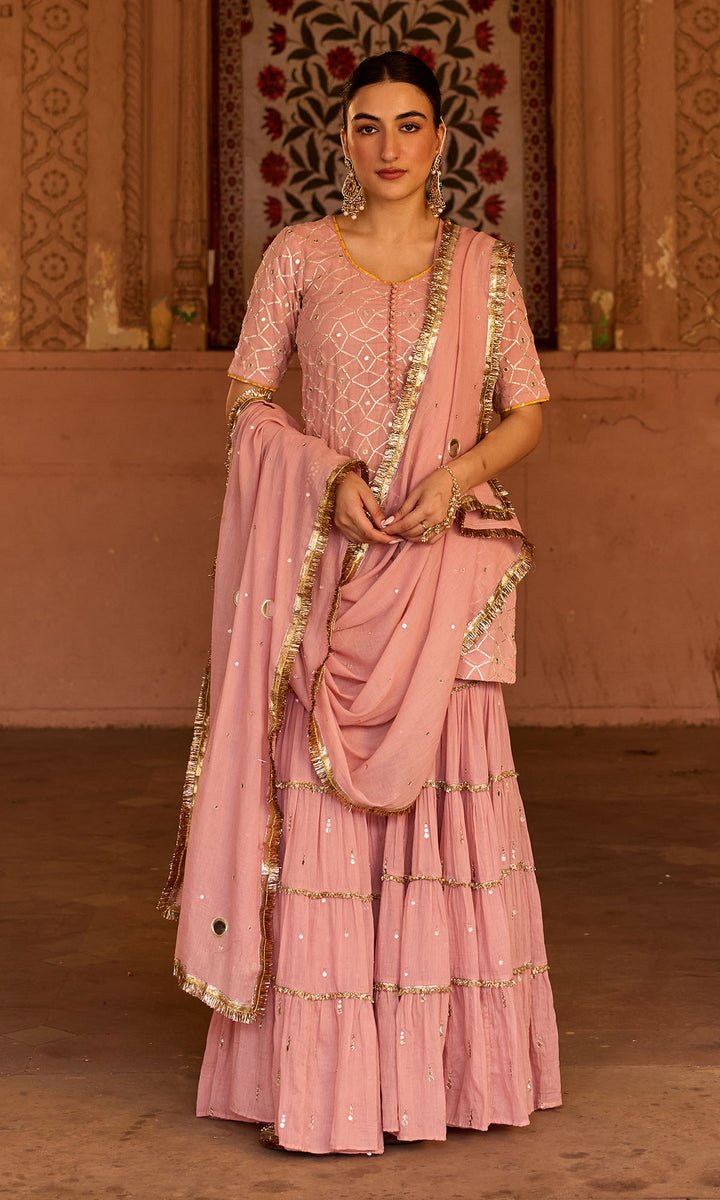 Phillauri-2 dusty pink garara set (set of 3)