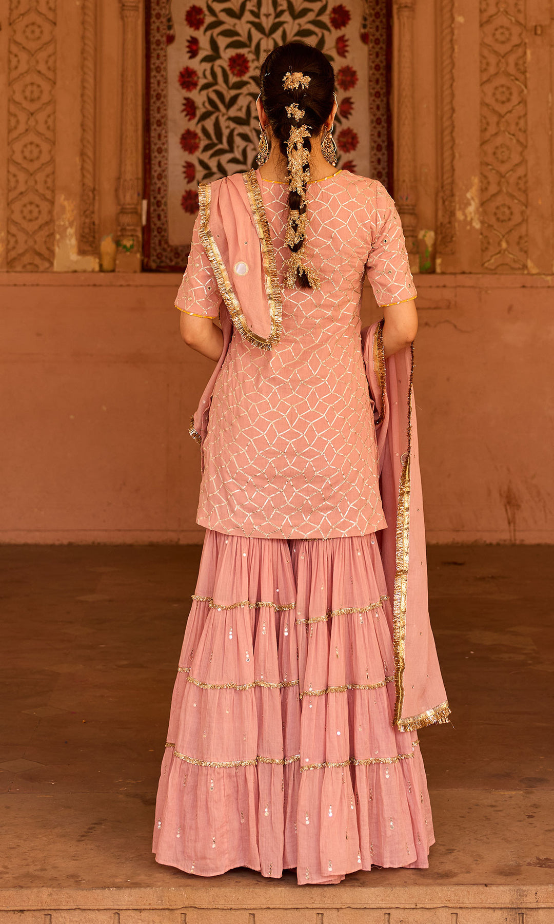 Phillauri-2 dusty pink garara set (set of 3)