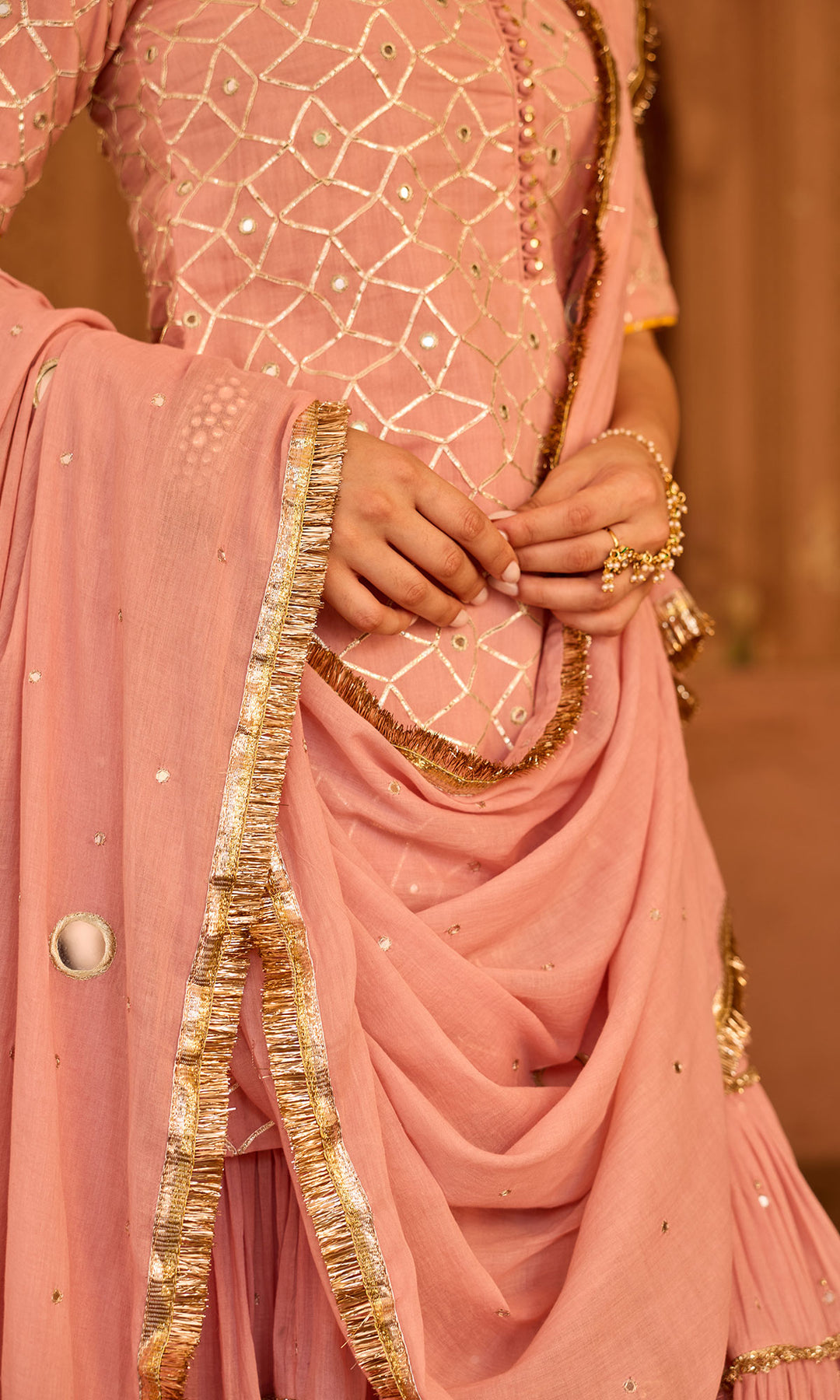 Phillauri-2 dusty pink garara set (set of 3)