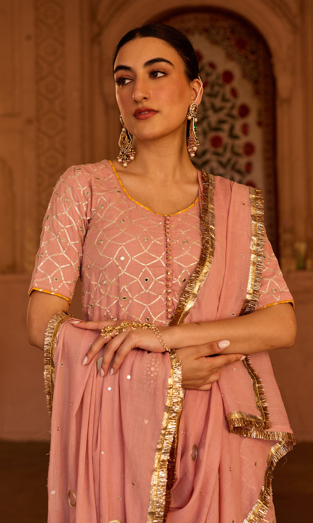Phillauri-2 dusty pink garara set (set of 3)