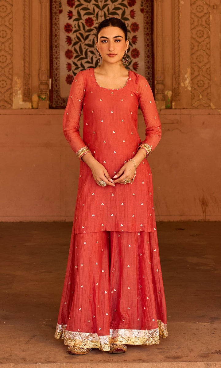 Phillauri 2 rust sharara set (set  of 3)