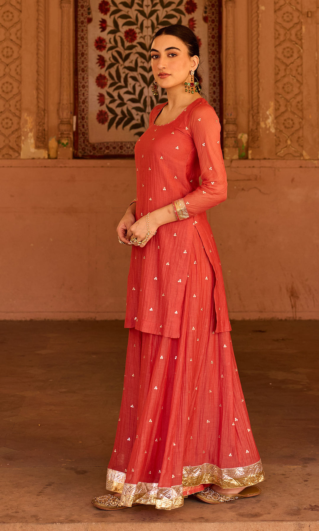 Phillauri 2 rust sharara set (set  of 3)