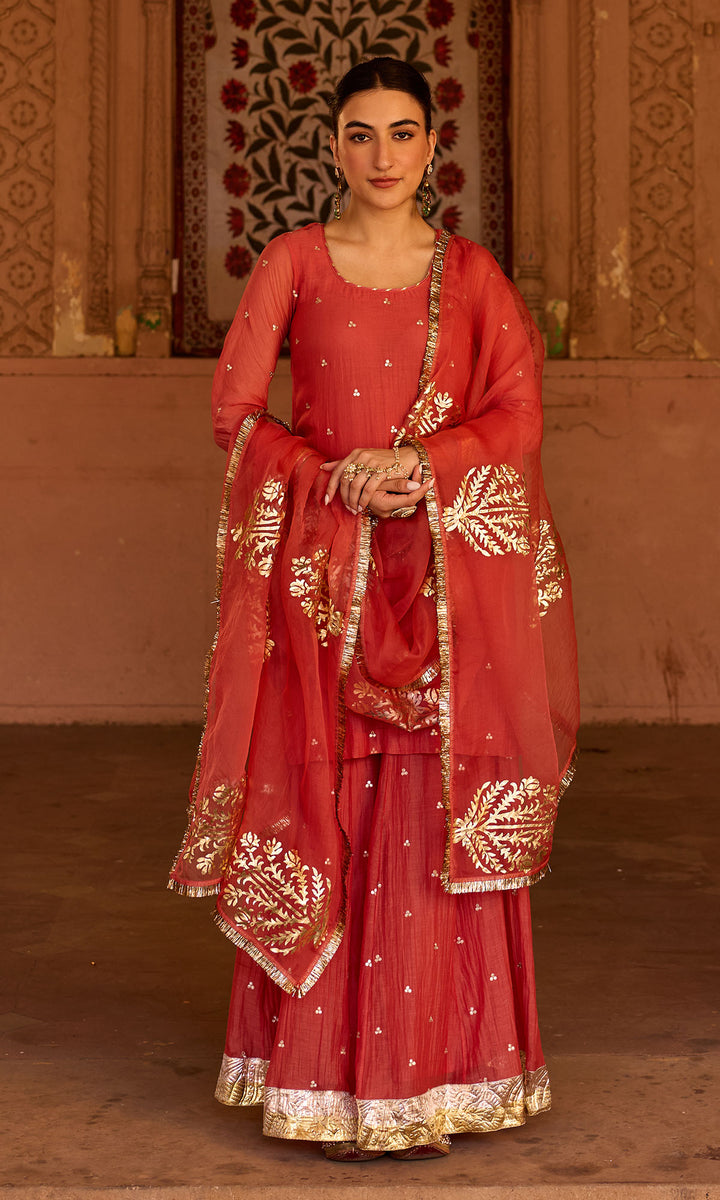 Phillauri 2 rust sharara set (set  of 3)