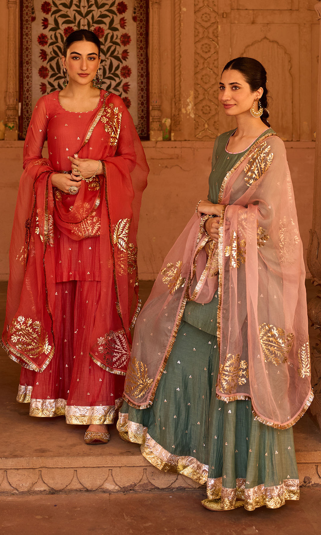 Phillauri 2 rust sharara set (set  of 3)