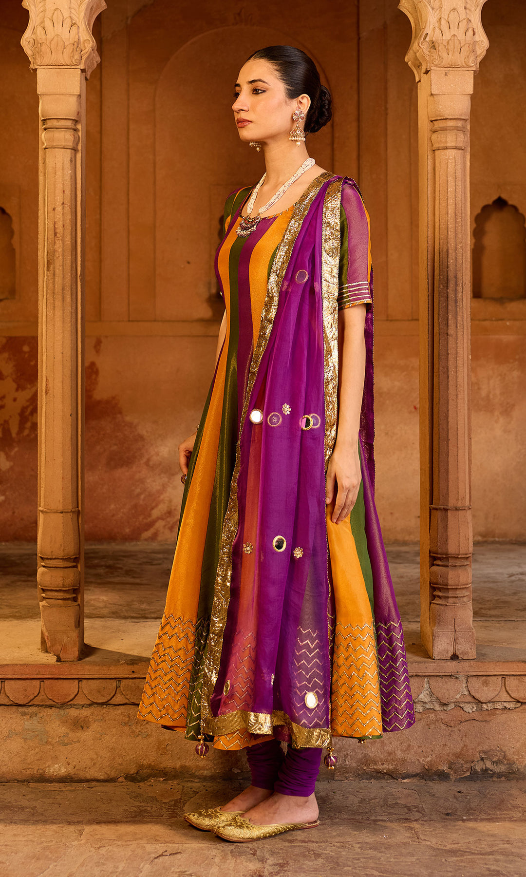 Phillauri 2 multi colour anarkali with chooridar and dupatta (set of 3)