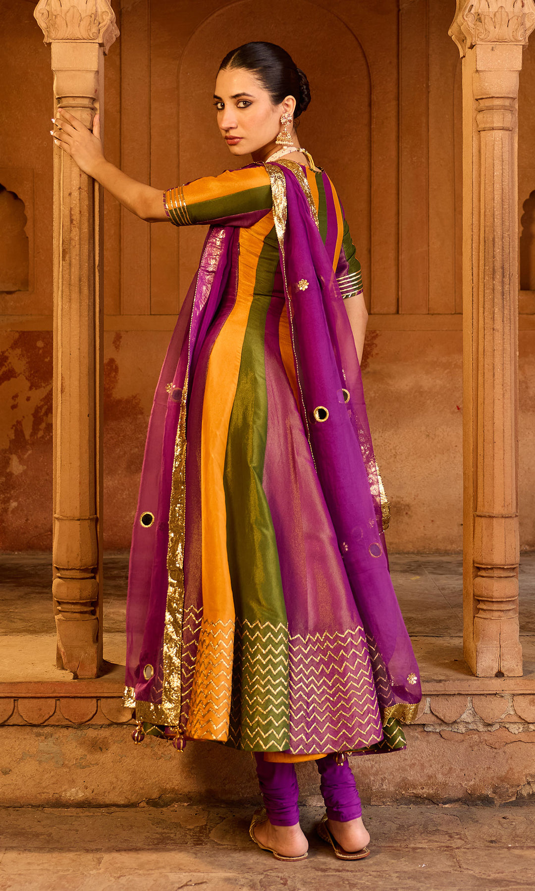 Phillauri 2 multi colour anarkali with chooridar and dupatta (set of 3)