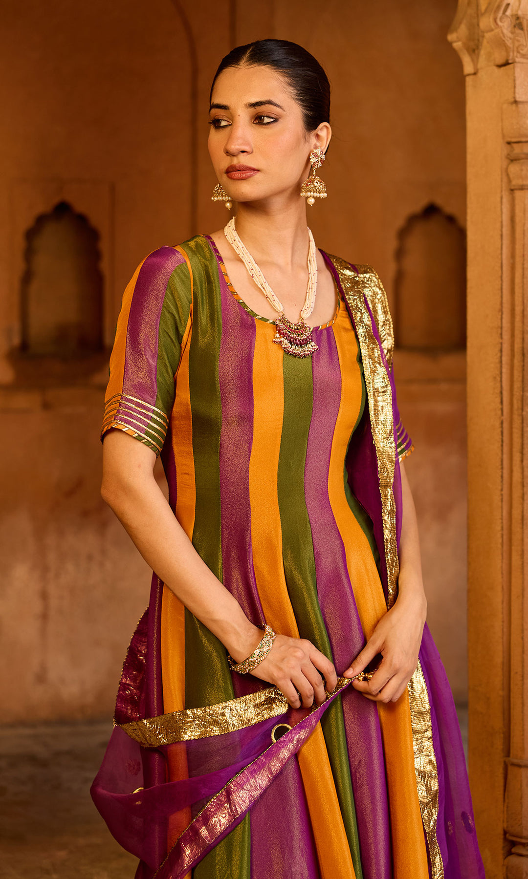 Phillauri 2 multi colour anarkali with chooridar and dupatta (set of 3)