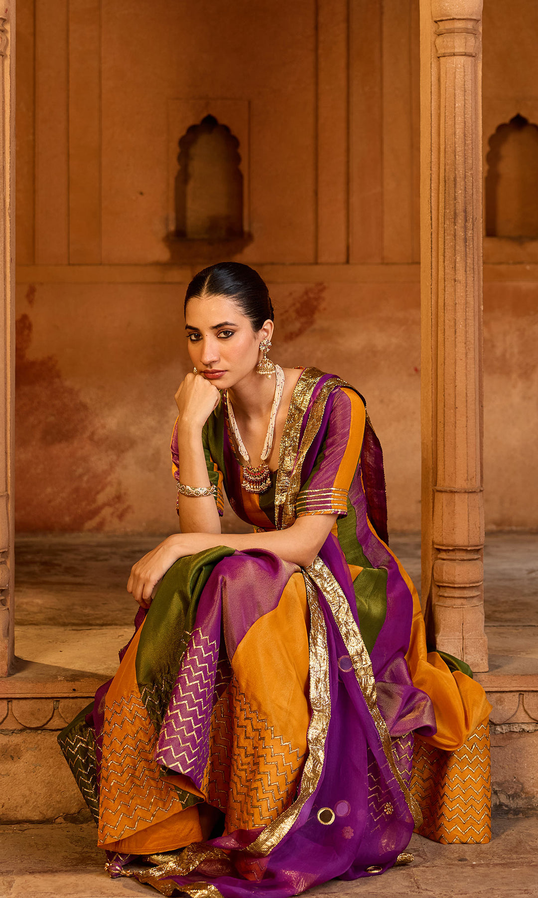 Phillauri 2 multi colour anarkali with chooridar and dupatta (set of 3)