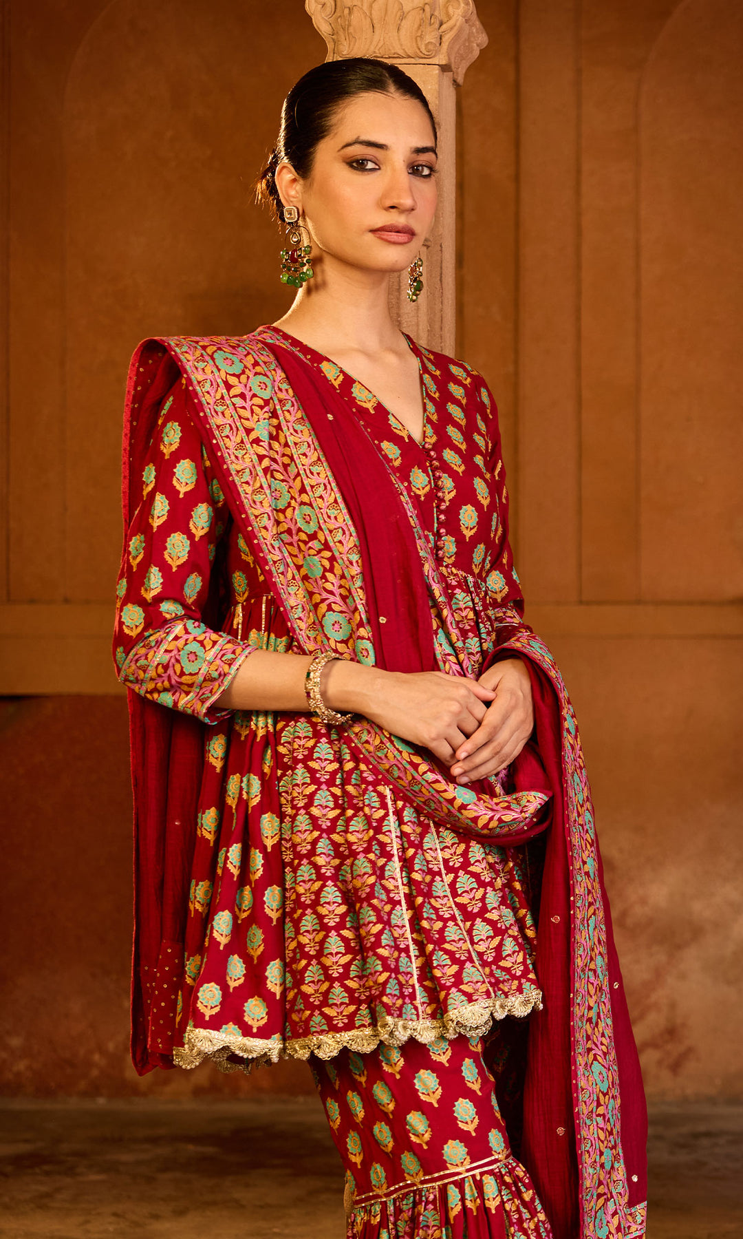 Boond 3.0 Red Block Printed Garara Set (set of 3)