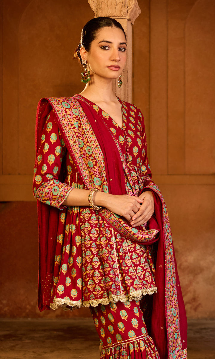 Boond 3.0 Red Block Printed Garara Set (set of 3)