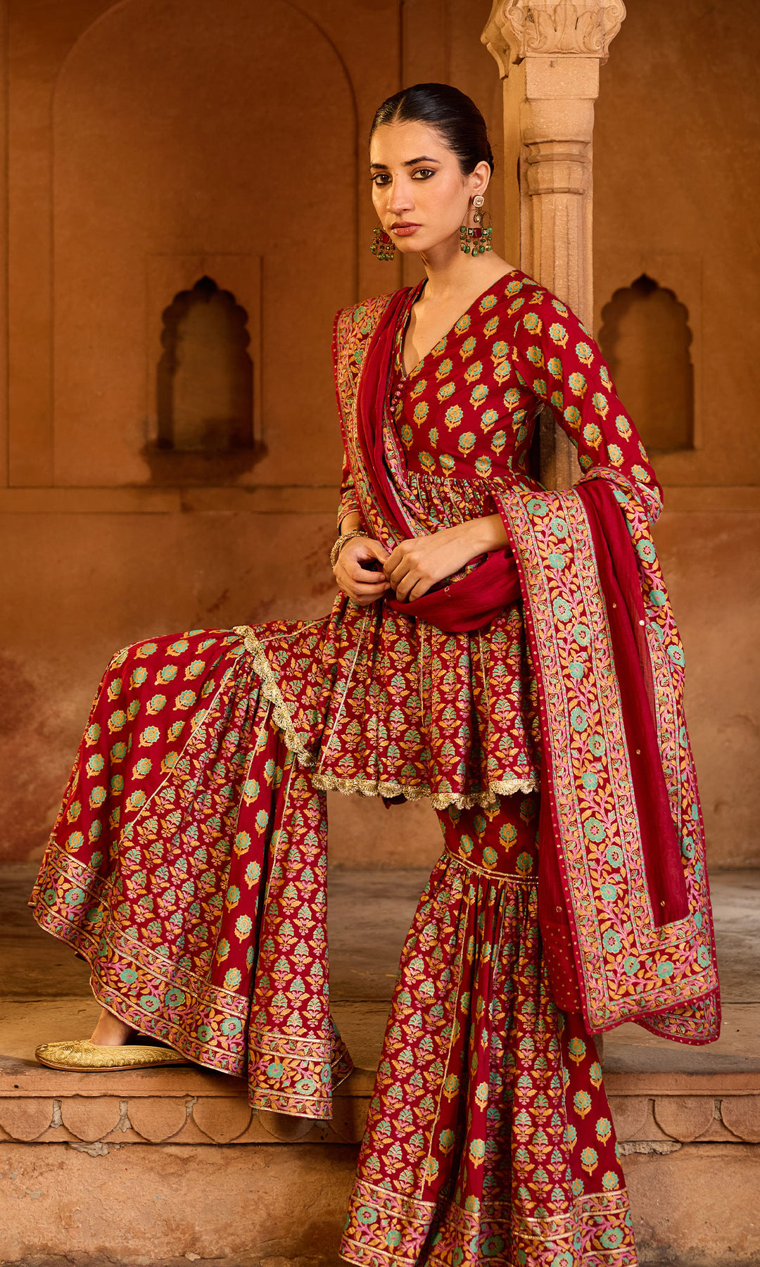 Boond 3.0 Red Block Printed Garara Set (set of 3)