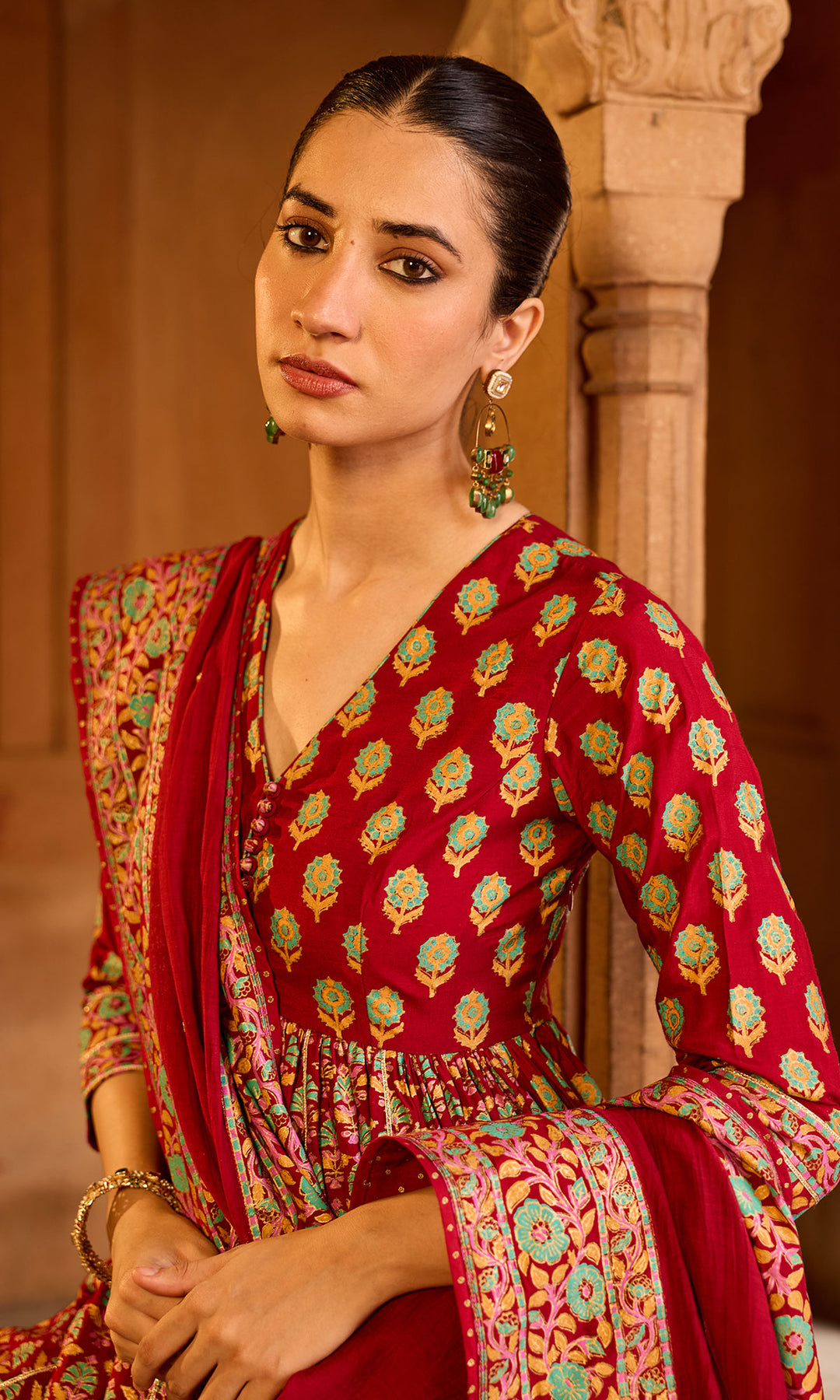 Boond 3.0 Red Block Printed Garara Set (set of 3)