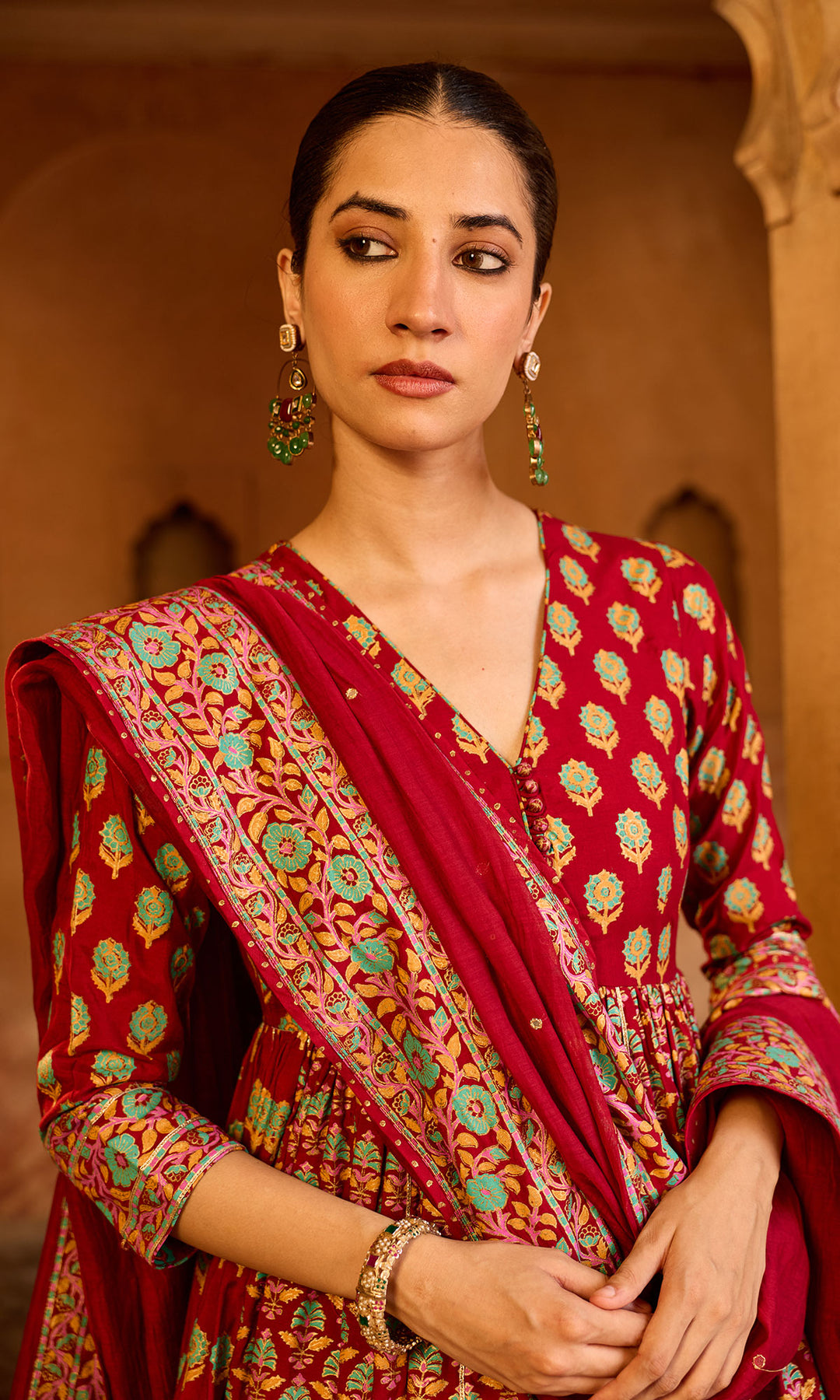 Boond 3.0 Red Block Printed Garara Set (set of 3)