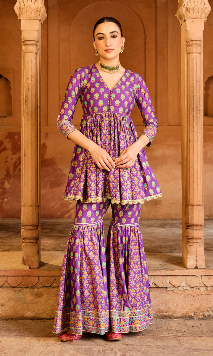 Boond 3.0 Purple Block Printed Garara Set (set of 3)